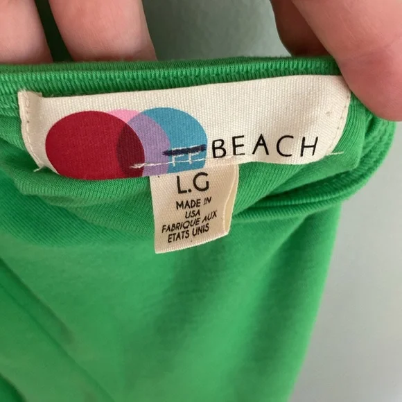 Free People Beach Green short sleeve mini dress with low back size large - Picture 6 of 7